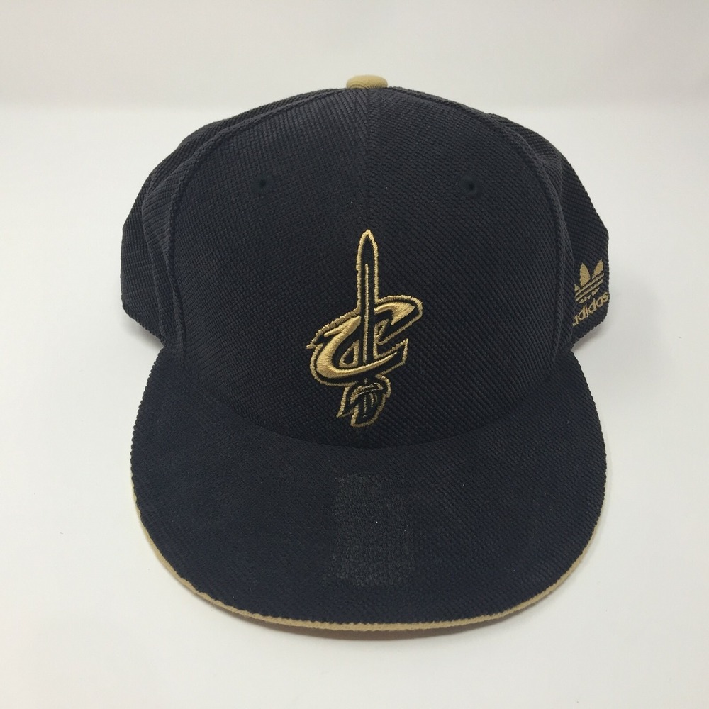 Cleveland Cavaliers NBA Adidas Fitted Hat Cap Black and Gold Size 7 3/4